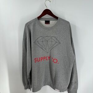 Diamond Supply Co. Crew‎ Neck Graphic Spellout Pullover Sweatshirt Heather Gray